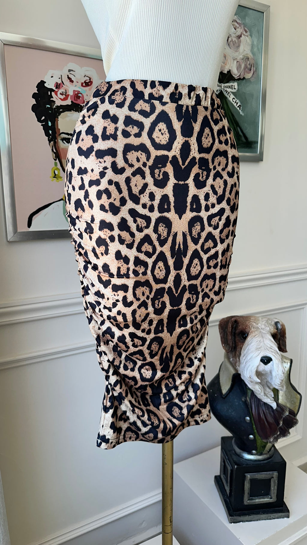 Falda Midi Animal Print con Drapeado Lateral