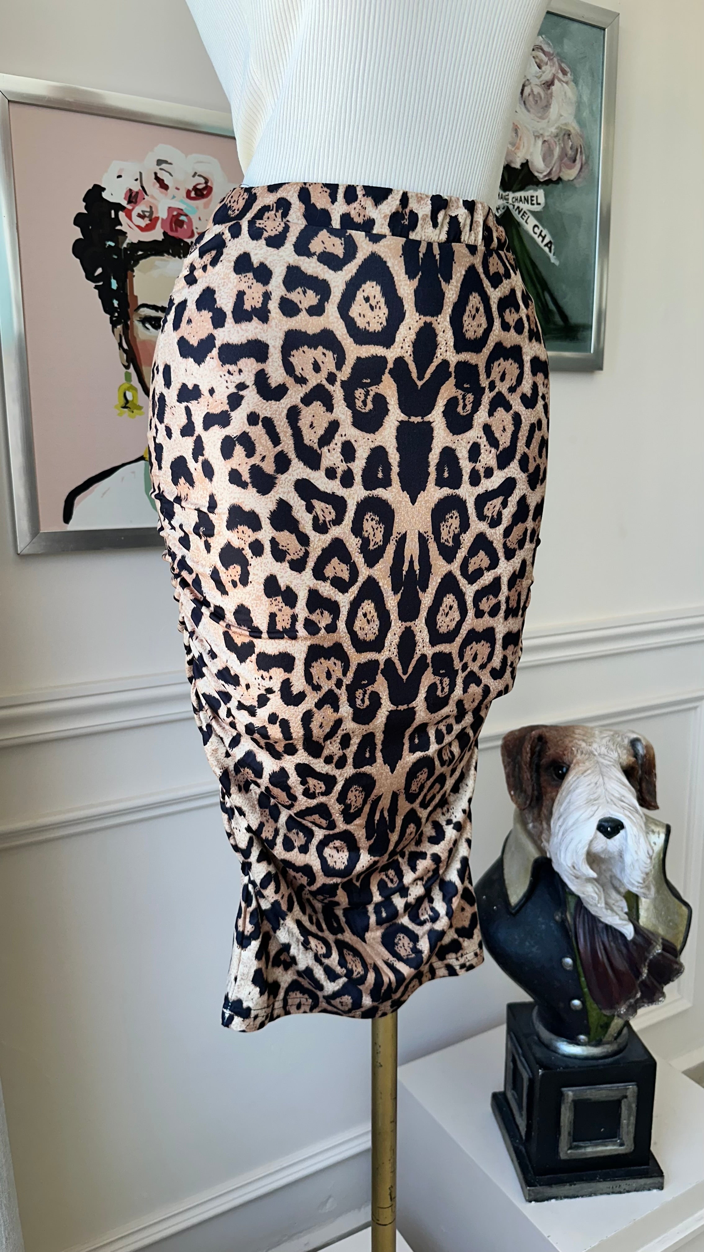 Falda Midi Animal Print con Drapeado Lateral