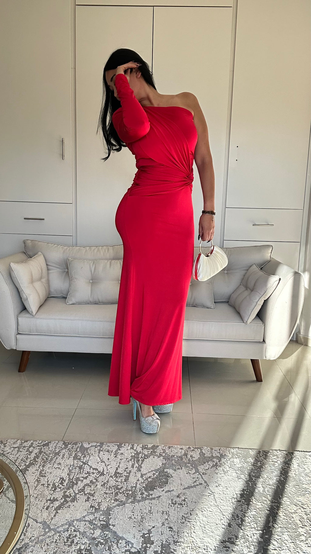❤️ Vestido Gala Asimétrico Rojo Fuego