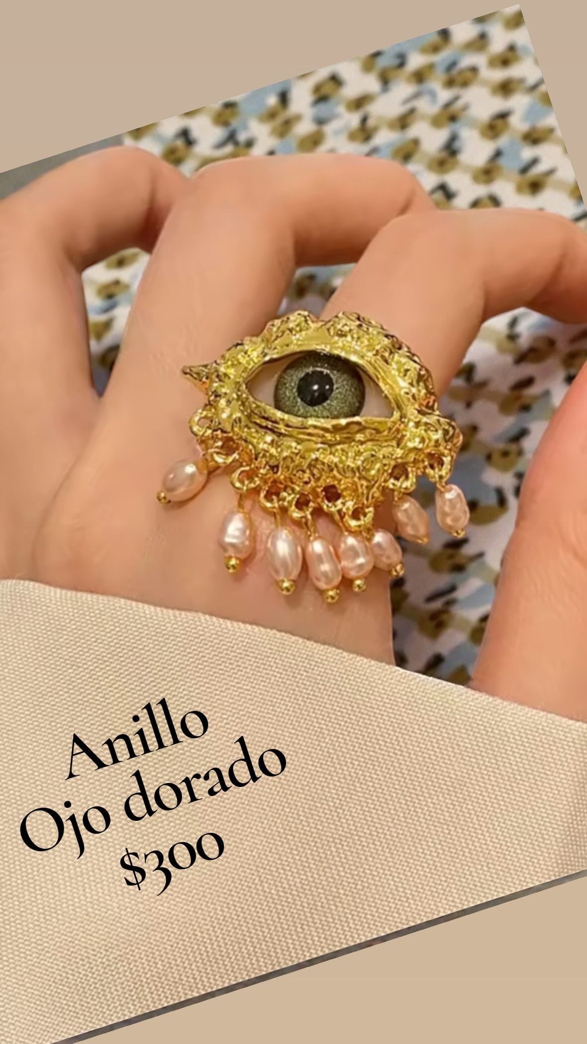 Anillo dorado de ojo ajustable