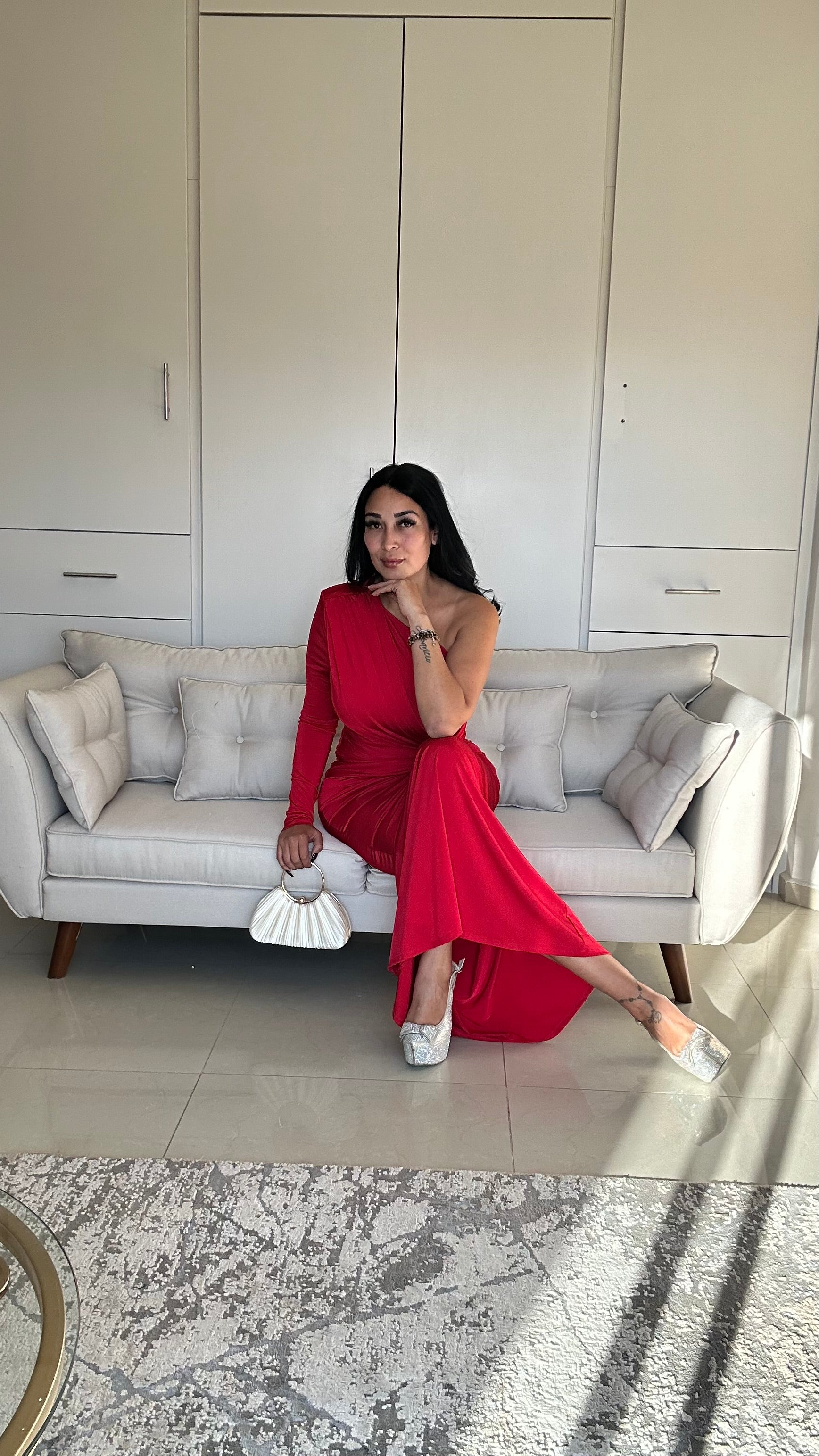 ❤️ Vestido Gala Asimétrico Rojo Fuego