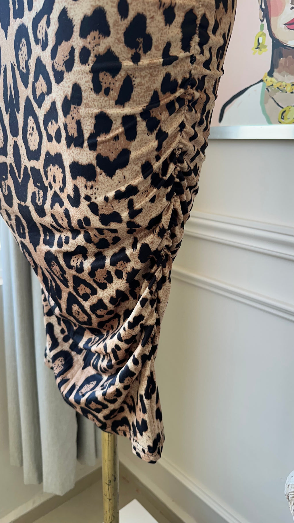 Falda Midi Animal Print con Drapeado Lateral