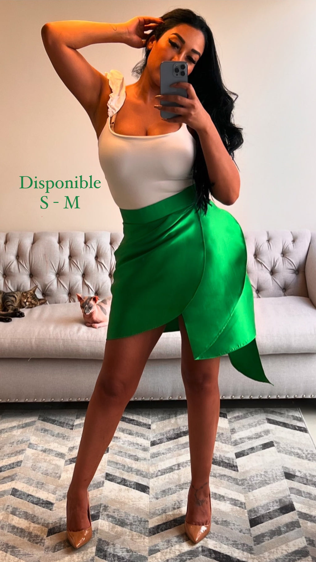 🌿 Falda Cruzada Verde Esmeralda