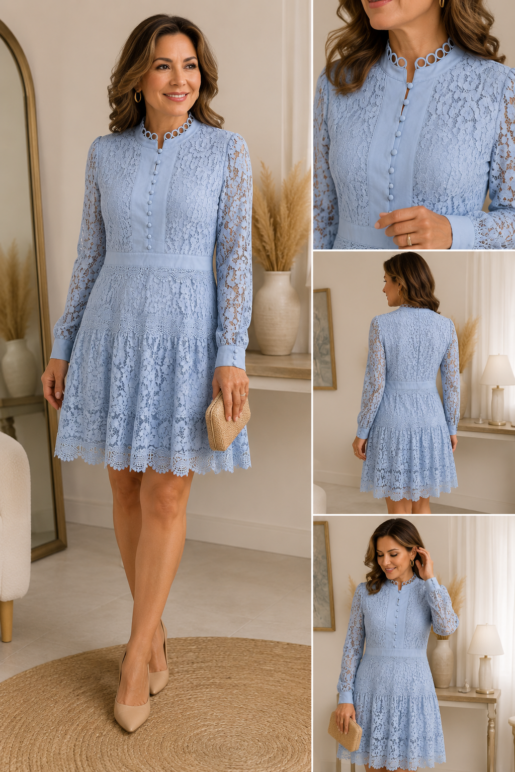 VESTIDO ENCAJE AZUL