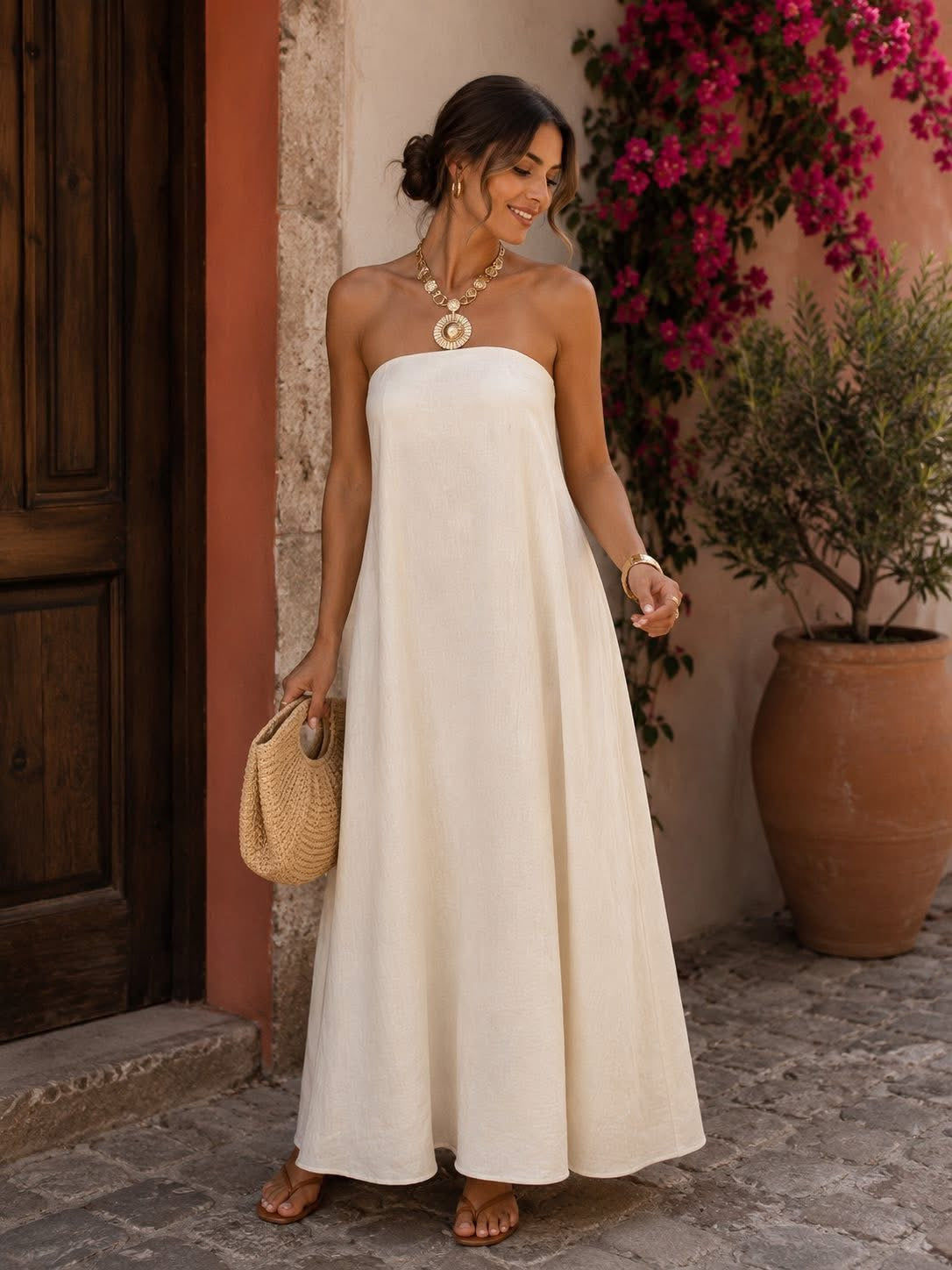 VESTIDO FRESCO IVORY TIPO LINO