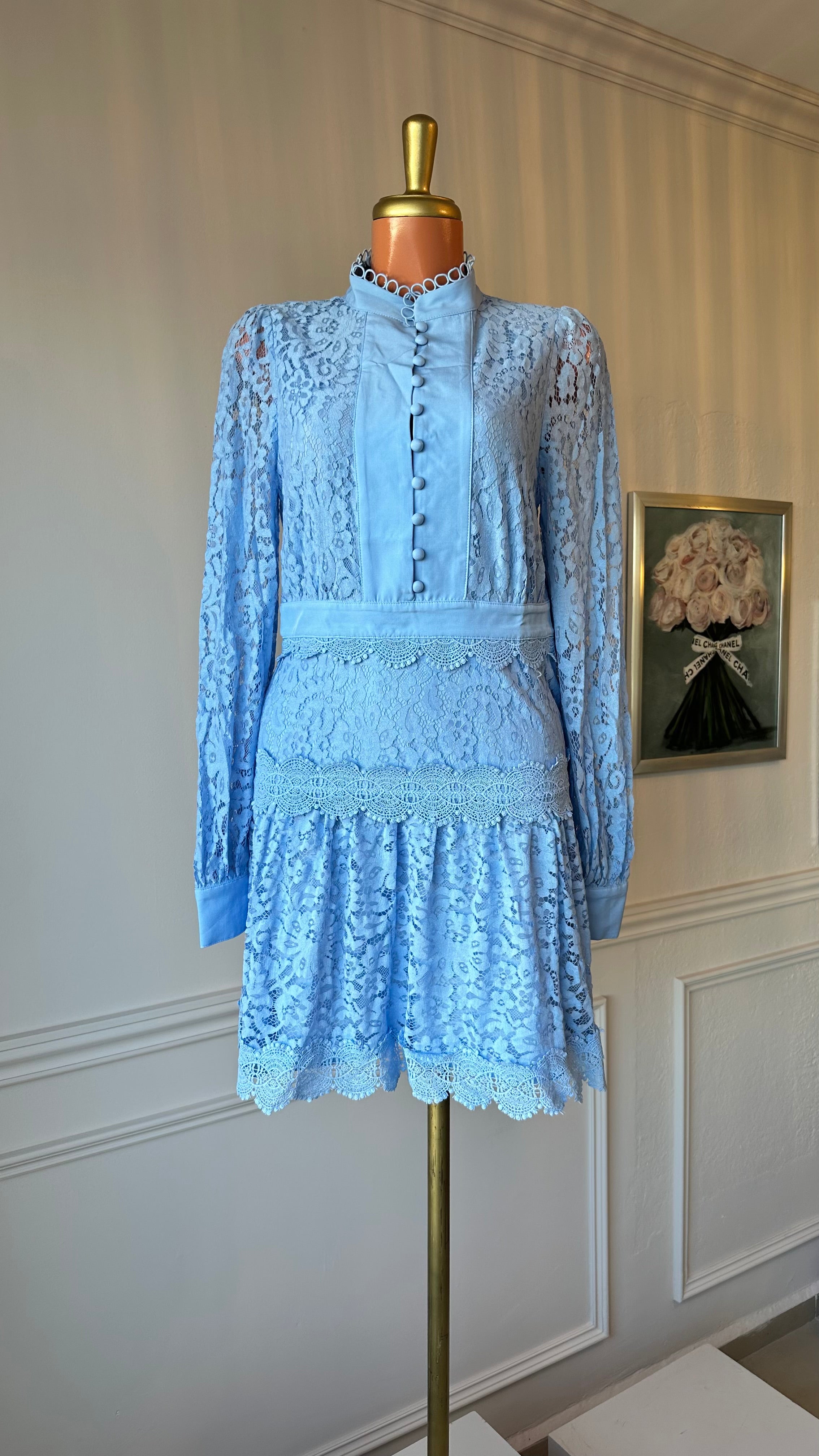 💙 Vestido Celeste de Encaje Romántico
