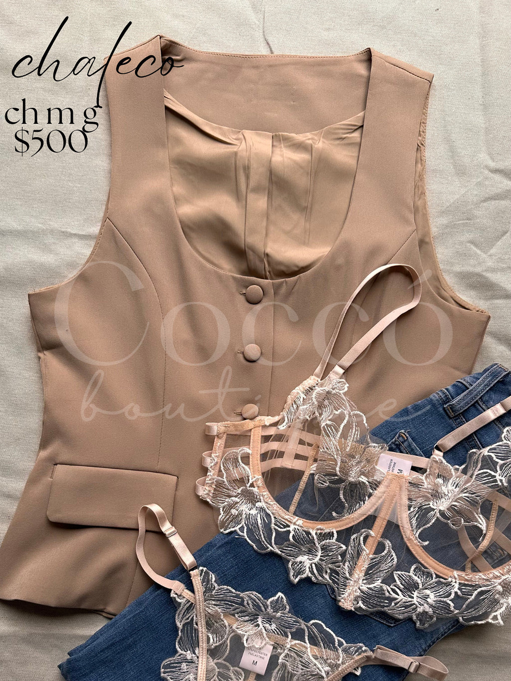 Chaleco Sastre Beige sin Mangas con Botones
