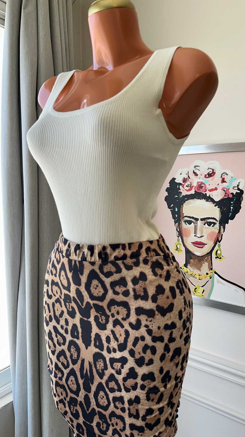 Falda Midi Animal Print con Drapeado Lateral
