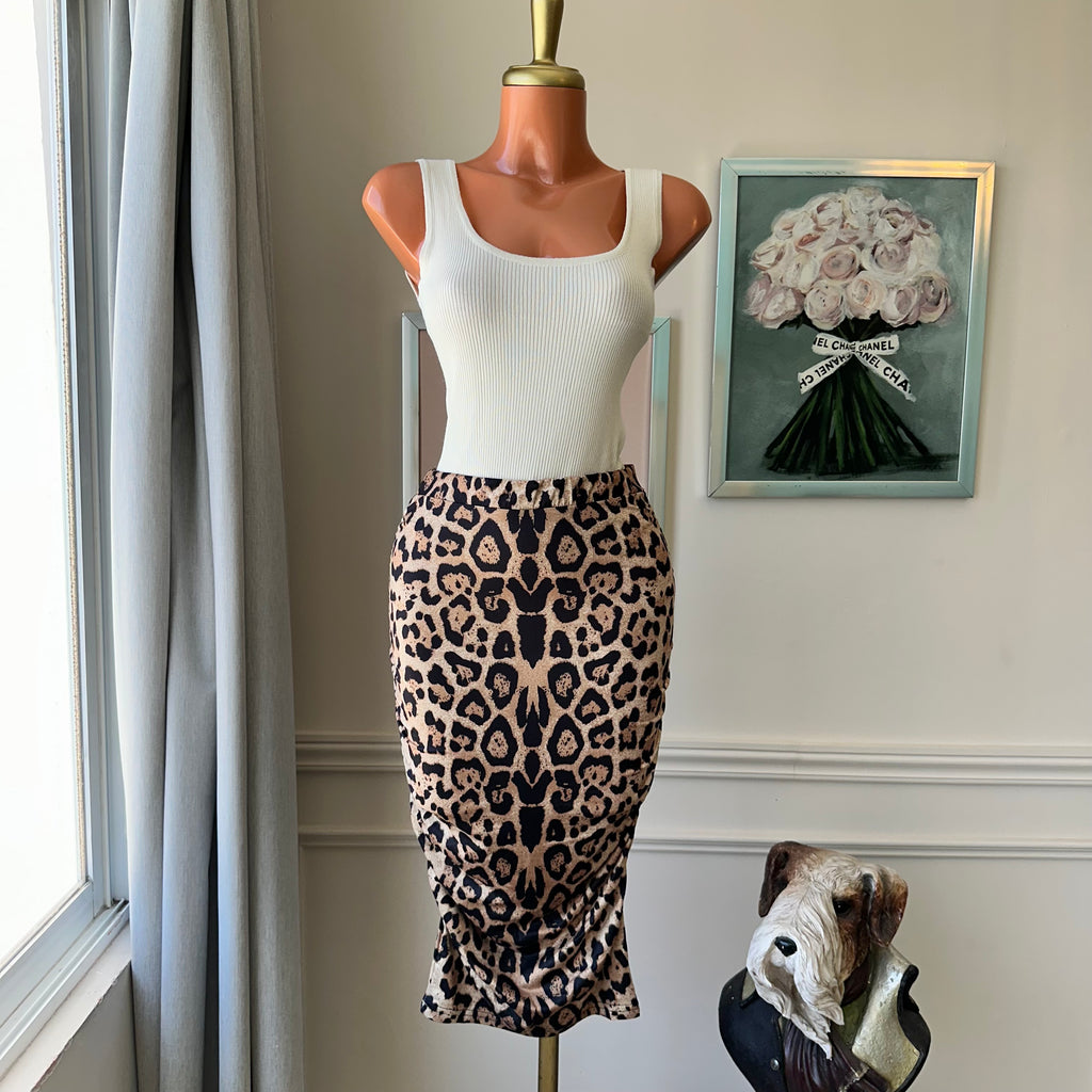 Falda Midi Animal Print con Drapeado Lateral