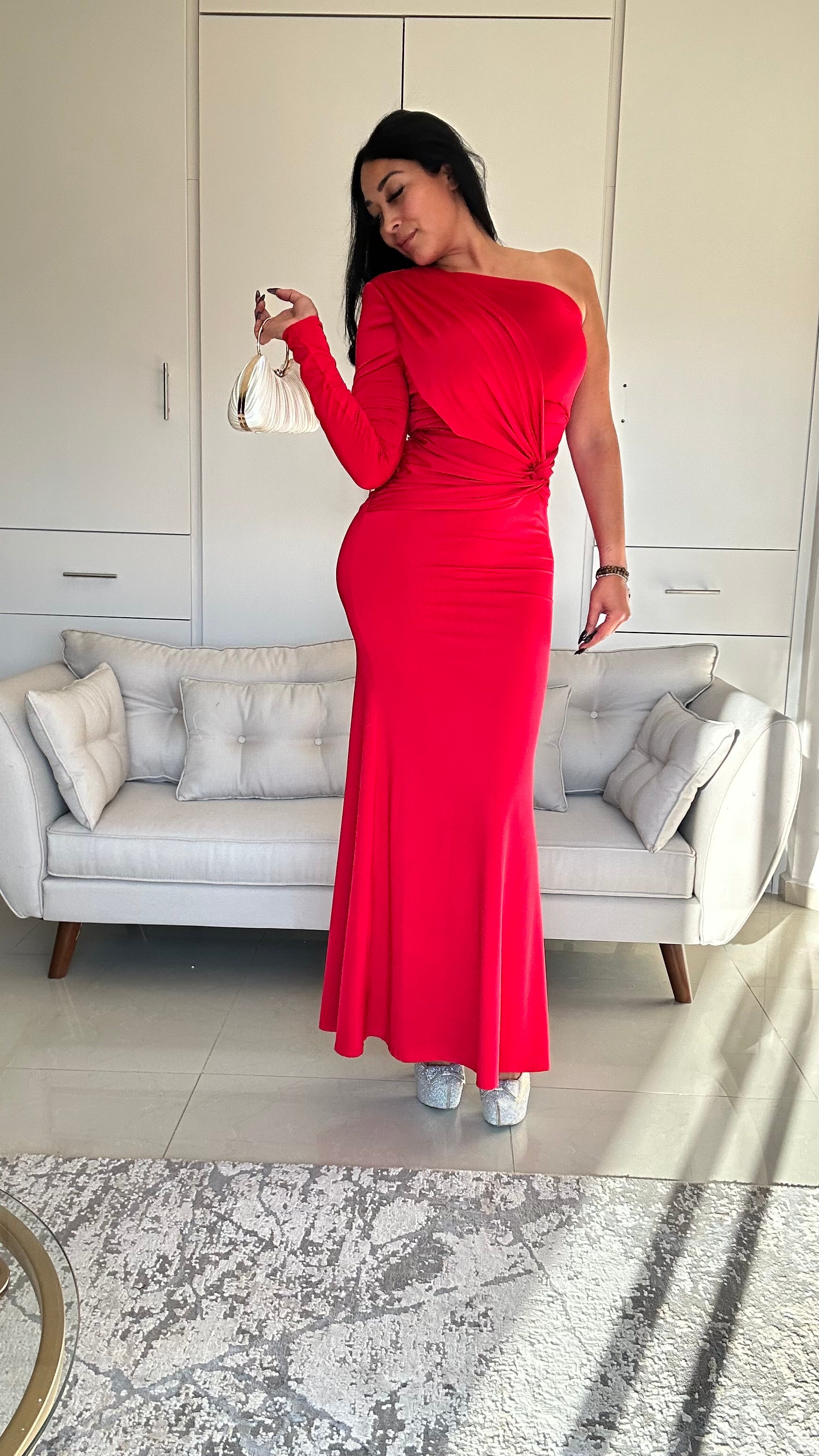 ❤️ Vestido Gala Asimétrico Rojo Fuego