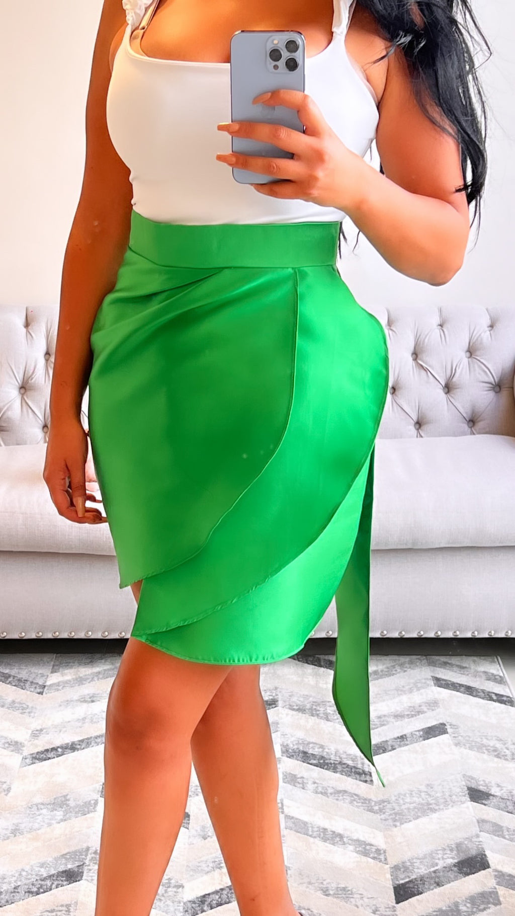 🌿 Falda Cruzada Verde Esmeralda