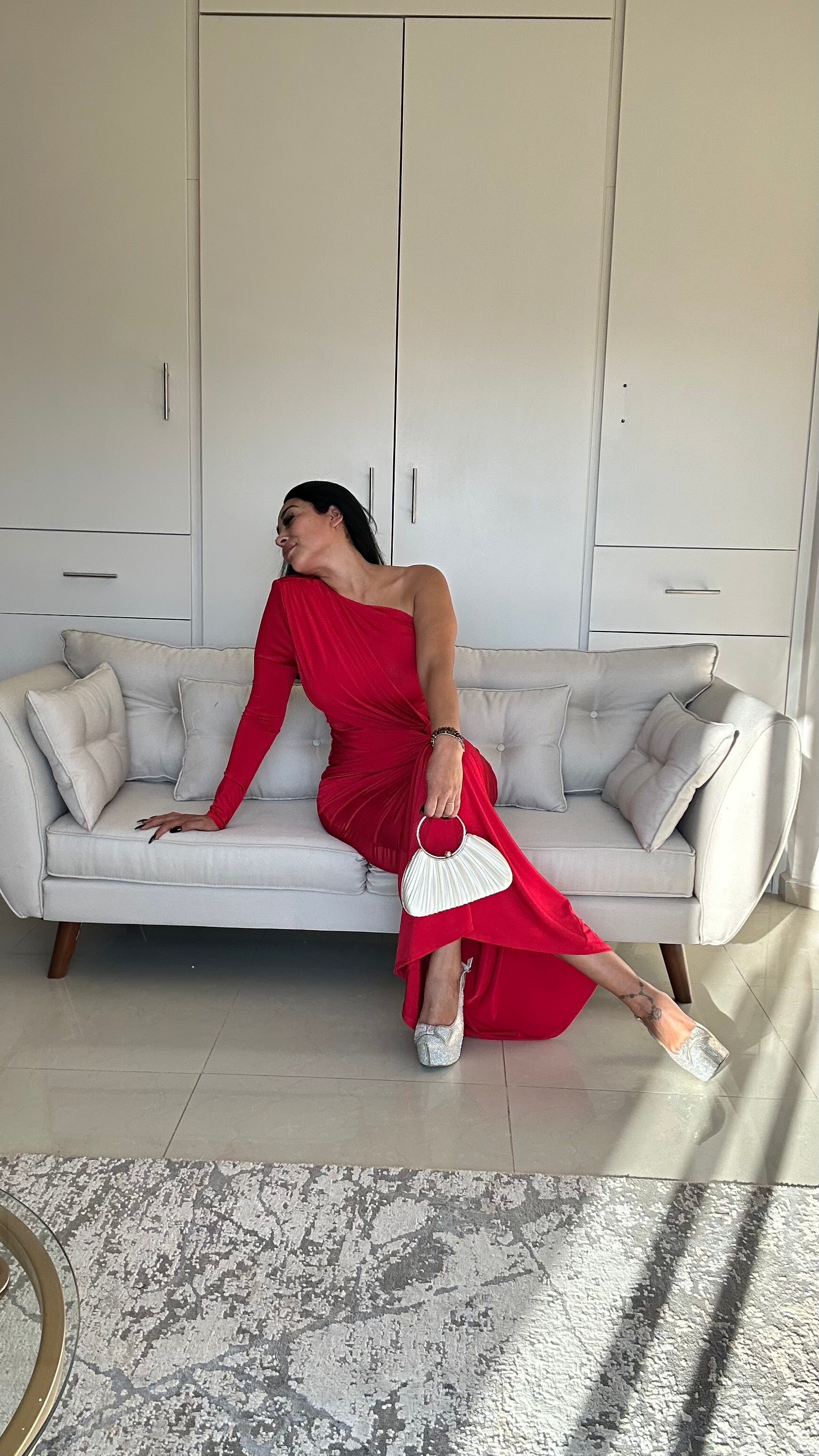 ❤️ Vestido Gala Asimétrico Rojo Fuego